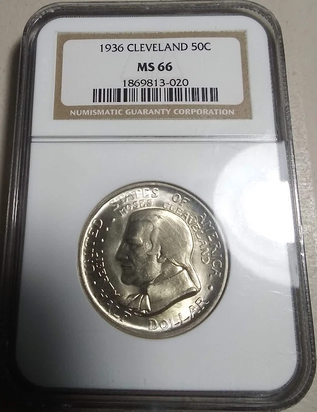 :1936 50C Moses Cleveland Commemorative Half Dollar Near Superb NGC MS66 Rare R3 - Image 3 of 4