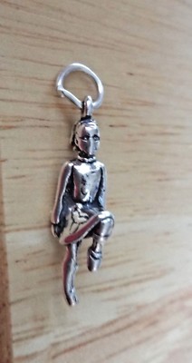 Sterling Silber 3D 25x9mm Mädchen irische Step Tänzerin Tanz Charm
