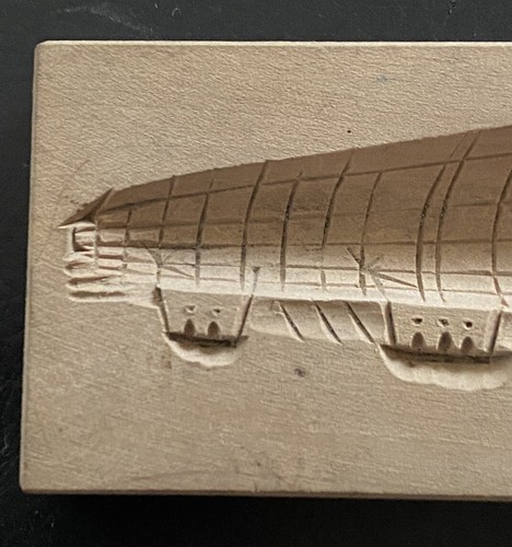 antikes Holzmodel Backmodel Plätzchenmodel Model Springerle Zeppelin Luftschiff - Picture 3 of 6