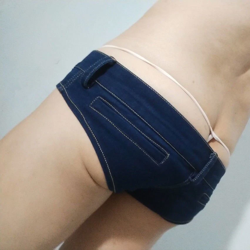 Fashion Gay Men Sexy Mini Denim Shorts Pants Low Waist Trousers Clubwear Party - Image 2 of 4