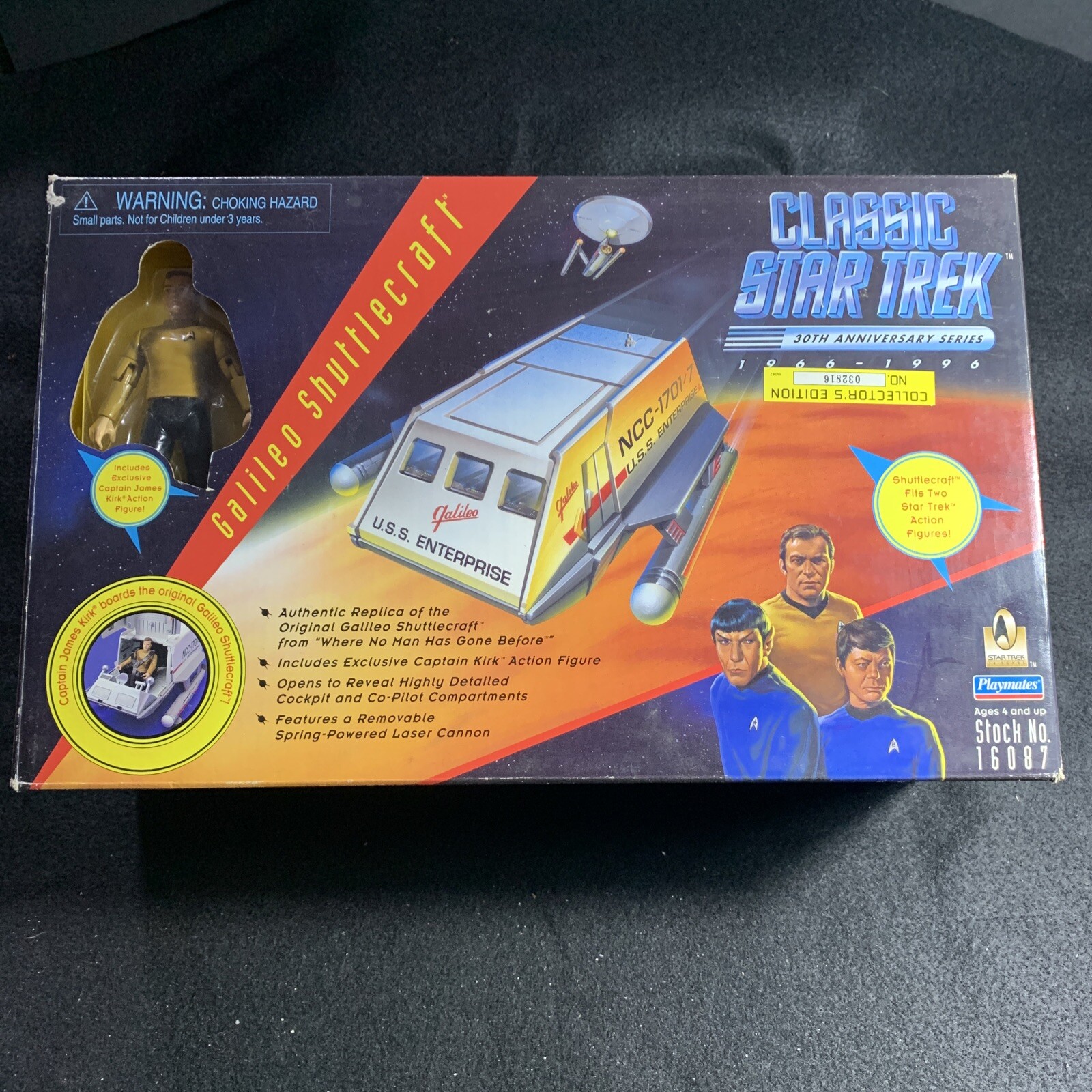 Playmates Toys. Star Trek TOS Galileo Shuttle w/ Kirk. Vintage USED/READ