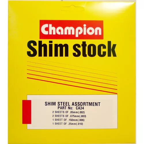 Shim Steel Assortment 6 sheets x 150mm x 150mm .05mm - .25mm thick Champion CA34 - Picture 1 of 1