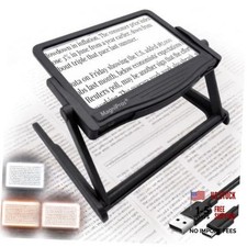 5X LED Page Magnifying Glass, Detachable Stand, 3 Color Modes Jet Black