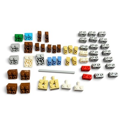 LEGO Mixed Parts Lot Technic Bricks Slopes Axle Brown Tan Gray Blue 30+ Piece