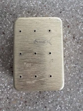 Vintage Perrine #69 Gold Aluminum Fly Box With Hand Tied Flies
