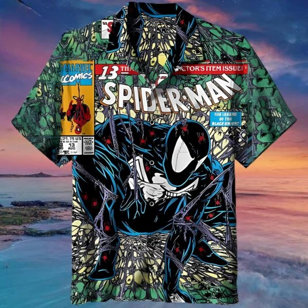 Disney Marvel Spider Man Venom Comic Art Summer Vacation Retro Hawaiian Shirt
