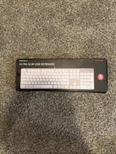 Macally Ultra Slim Full Size USB Wired Keyboard for Mac - silver/white - NEW