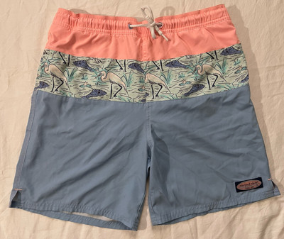Vineyard Vines Chappy Swim Trunks Swimsuit Pelican Stripe Boys XL 18 or Men's S