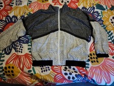 Lavon Cheerful Corp WOMENS XL Jacket Windbreaker Black White 80s 90s VINTAGE