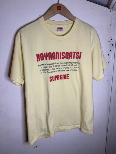 Chemise jaune évasée homme moyen occasion SUPREME KOYAANISQATSI DICTONARY 2020