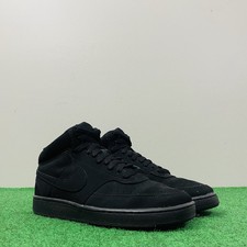 Nike Court Vision Mid Athletic Leather Shoes Triple Black CU6620-001 Men's 8