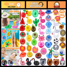 60 Pcs Inflatable Drink Holders - Pool Cup Floats with Pump for Summer Parties