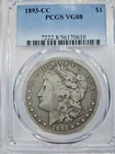 1893-CC Silver Morgan Dollar VG08