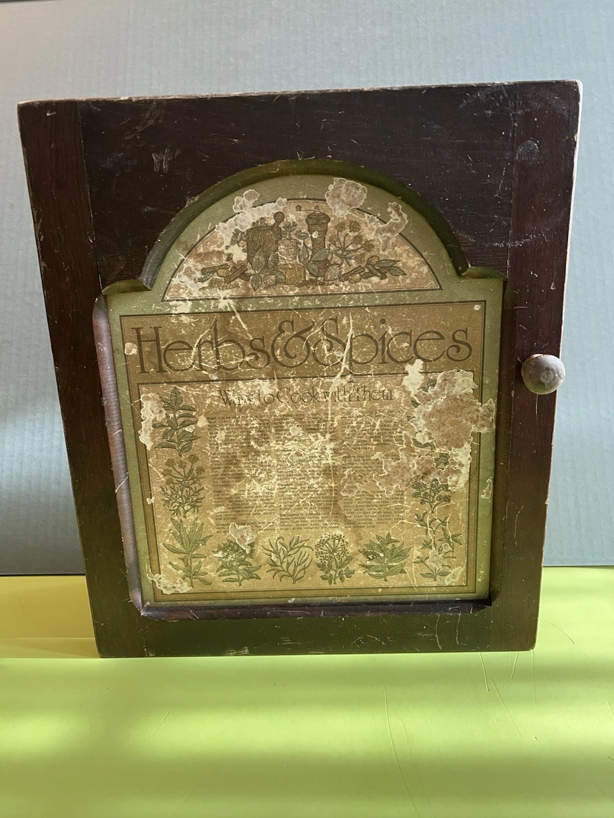 Vintage Herb & Spices Wooden Wall Rack Spice Storage Cabinet Box, 3 shelves