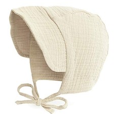 Baby Hat Brimmed Sun Bonnet Muslin Double Gauze 0-3 Months 1 Pack: Beige