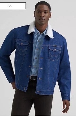 NWT WRANGLER  WESTERN SHERPA LINED DENIM JACKET Men s Size Large