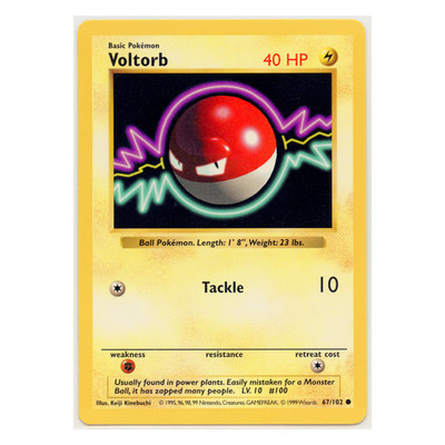 1999 Vintage Pokémon Voltorb Base Set Shadowless Common #67/102 Lightly Played