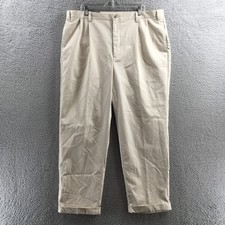 Nautica Rigger Classic Fit Chino Pants Mens 42x32 Beige Pleated Front Twill NEW