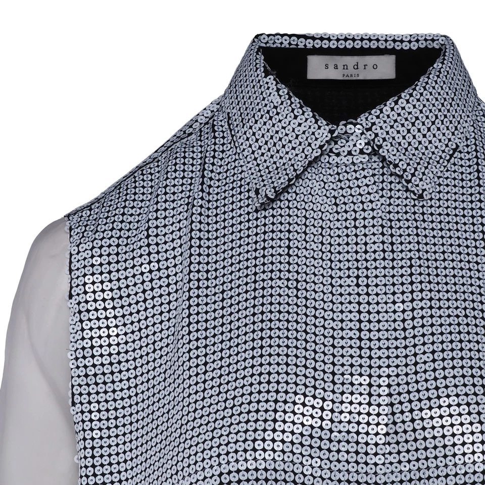 Sandro Paris Women's Shirt Size 3 / L Sequins C9767E - Image 2 of 4