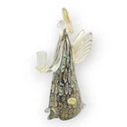 Vintage Murano Italian Millefiori Glass Angel Figurine Candle Holder Gold Halo