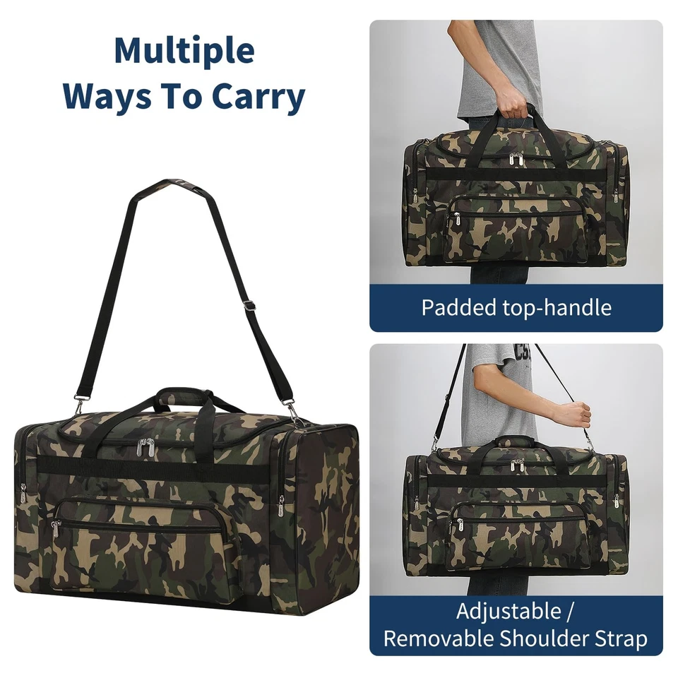 Bolsa de lona grande 75L para hombre - Bolsa de lona de 26 pulgadas resistente para viajes de fin de semana... Foto 4 de 4