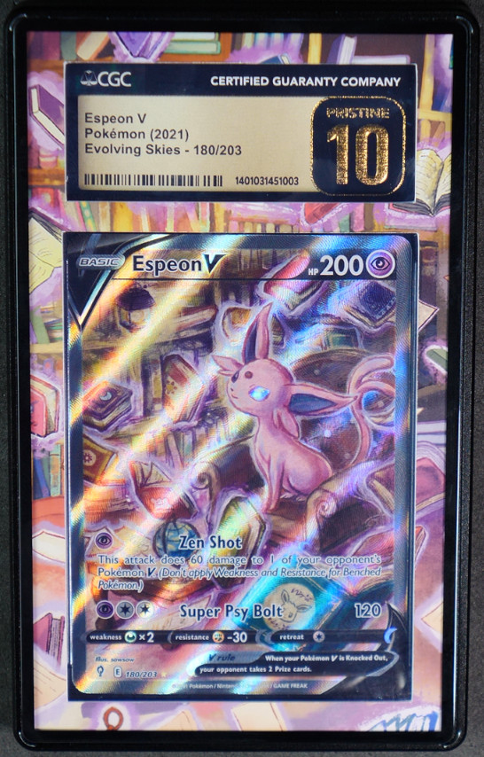 Espeon V Alt Art with PokeMinh case 180/203 Evolving Skies CGC 10 Pristine 2021