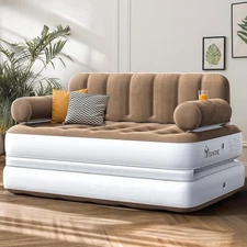 Queen Size Air Sofa Bed Mattress with Headboard and Pump, Blow up Couch Inflatab