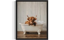 Highland Cow in Bathtub Wall Art Print Poster, Bathroom Decor Posters Prints ...