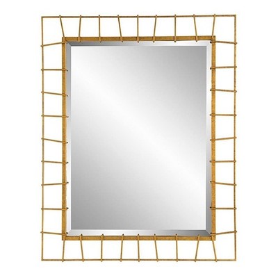 Bowery Hill Contemporary Iron and MDF Rectangular Mirror in Gold
