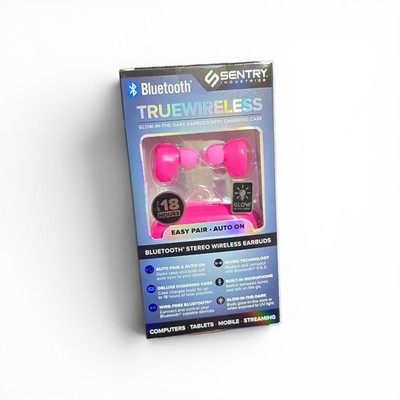 Sentry True Wireless Glow In The Dark Bluetooth Earbuds Pink New