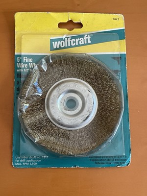 NEW Wolfcraft 5  Fine Wire Wheel 5/8'' & 1/2'' Arbor Hole Bore, 01423 , Sealed