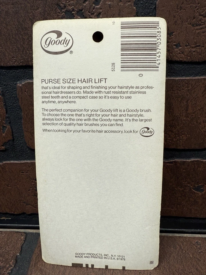 New Old Stock Vintage Goody Purse Size Hair Lift Comb Pick #5128 Pink 1975 - Image 2 of 2