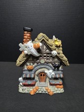 Spooky Hollow Porcelain Lighted Haunted Halloween House No Cord