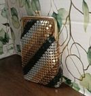 Elka Ladies Gold/Black/Silver Mesh Cigarette Case Change Purse Vintage