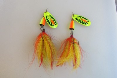 Lot #20000 Set Of Two Blue Fox Super Vibrax #5 Muskie, Pike Spinner VG Condition