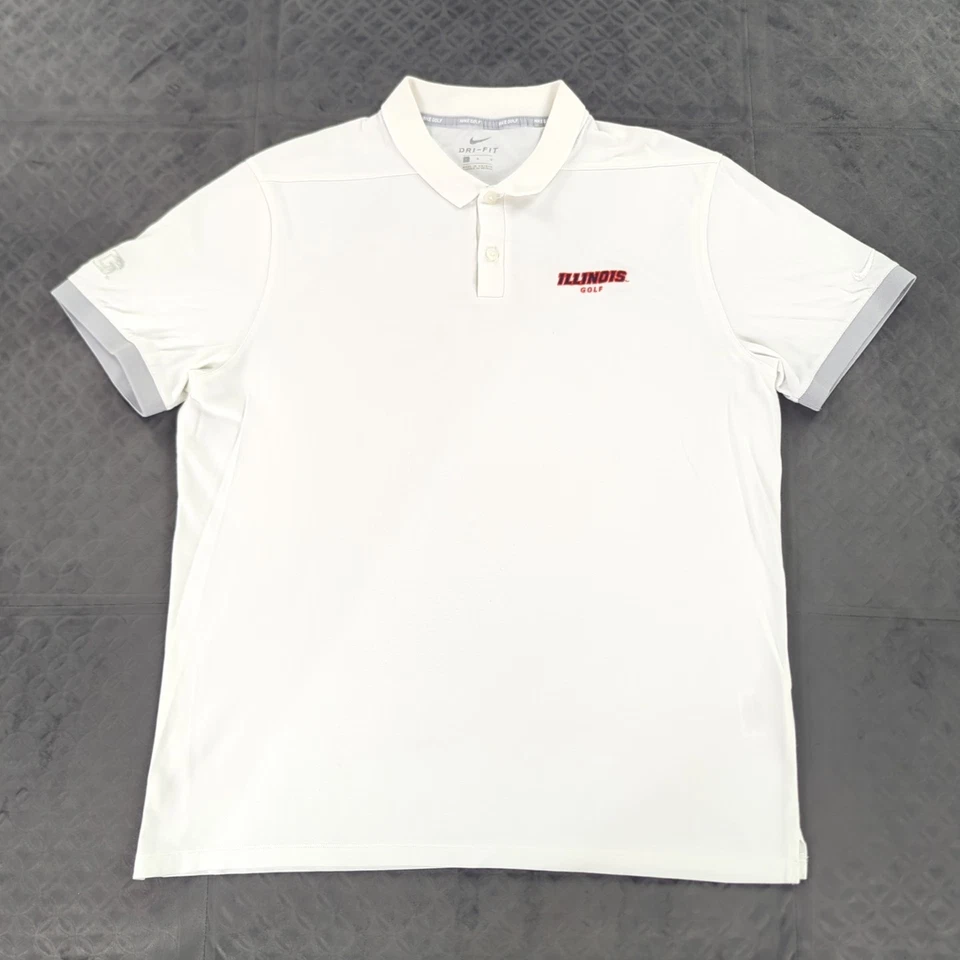 Camisa polo de golf Illinois Fighting Illini Nike B1G blanca manga corta para hombre grande Foto 2 de 4