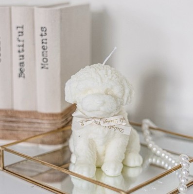 Cream doodle Dog Shaped Candle