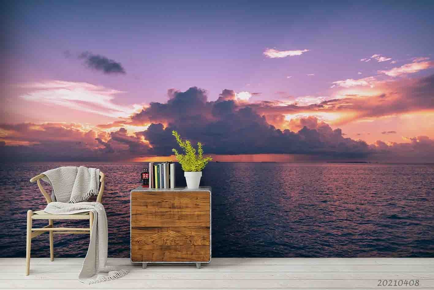 3D Sky Sea Sunset Landscape Wall Murals Wallpaper Murals Wall Sticker 4