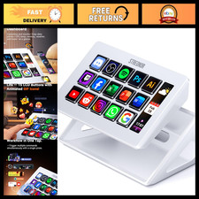 15-Key LCD Stream Controller Deck, Studio Control Console, White Gaming Accessor