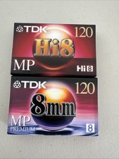 TDK Hi8 MP 120  TDK 8mm MP Premium 120 Video Cassette Lot of 2 New Sealed
