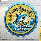 Vintage Land Shark Beer Bottle Cap Round Metal Sign Mancave Bar Decor Beer Sign