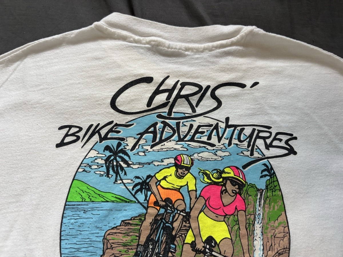 Vintage 80s Chris’s Bike Adventures Shirt Mens XL White Maui Hawaii Molokai USA View 5
