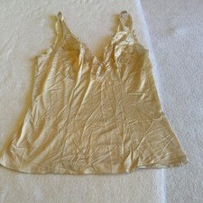 Vintage Cream Satin Lace Camisole Tank Top Beige Lingerie Slip Small Sleepwear