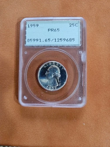 1959 Washington Proof silver quarter 25C PCGS PR65 OGH 90% Silver