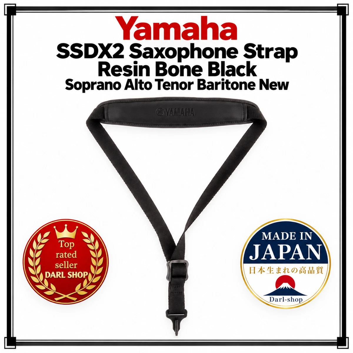 Yamaha SSDX2 Correa de Saxofón Resina Hueso Negro Soprano Alto Tenor Barítono...