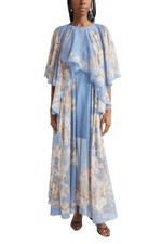 Zimmermann Cascadian Tiered Silk Cotton Floral Maxi Dress Blue Size 0 / US 4