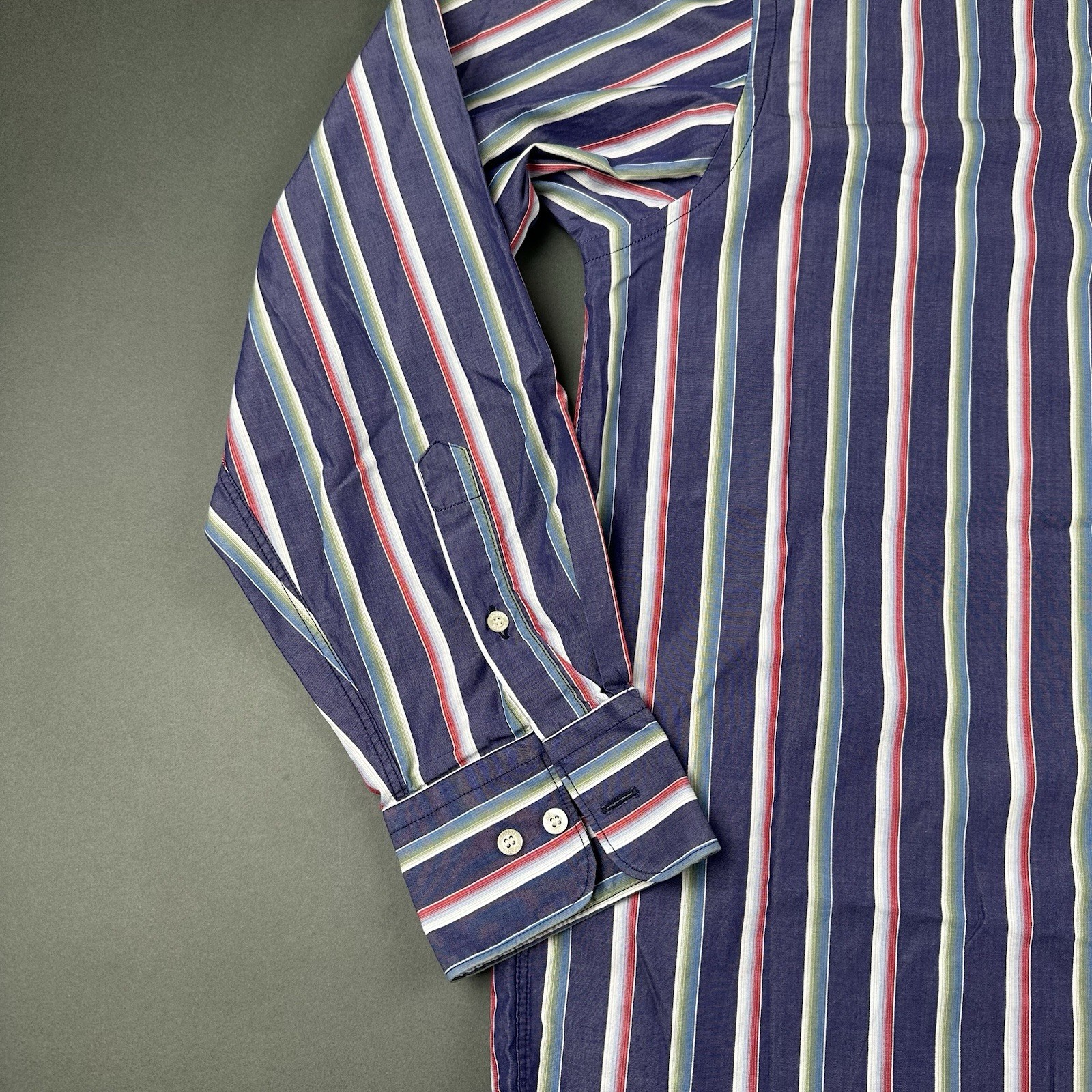 Lacoste Men's Dress Shirt Striped Collared Cotton Button Up Size 42 thumbnail 3