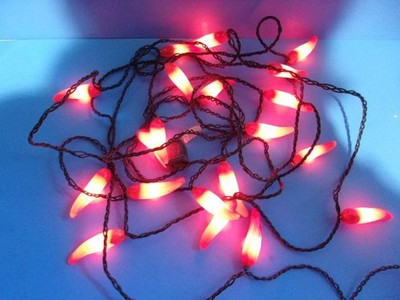Vintage Red Chili Pepper Light String 20 Lights Christmas Party Fiesta Working