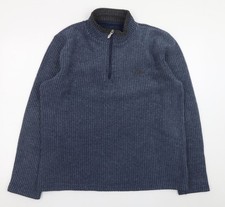 Weird Fish Herren Pullover Strickpullover blau 1/4 Zip Gr. M