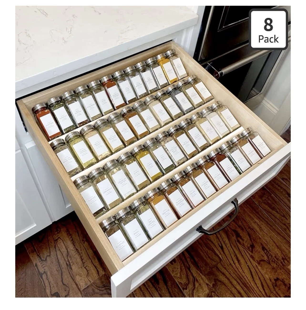 Spice Drawer Organizer 4 Tier- 4 Pack Acrylic Rack Tray for Kitchen